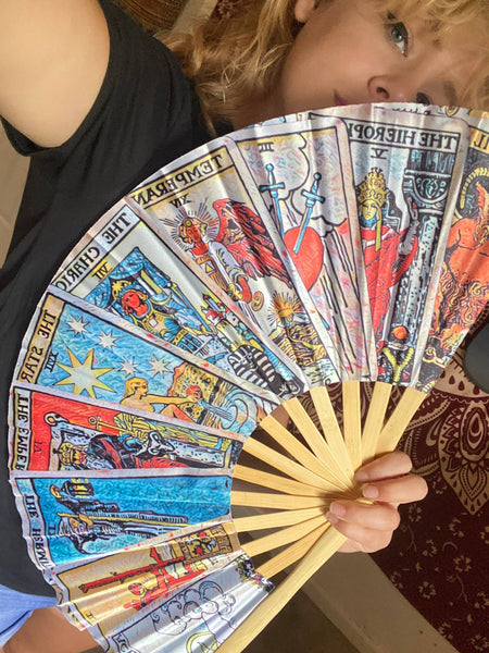 Tarot Fan Version 2 – Large Festival Hand Fan – Tarot Card Design by Enlighten Clothing Co.