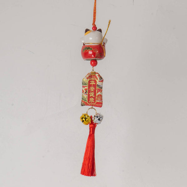 13 Inch Length Maneki Neo Lucky Cat Hanging Charm (12/120)