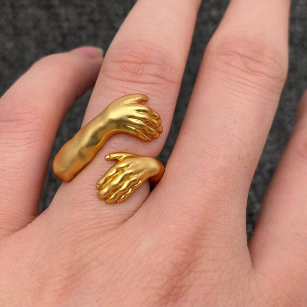 Embrace Love with Hands Adjustable Ring Valentine's Day Gift
