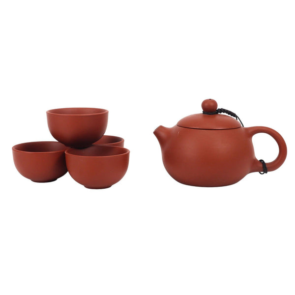 Zisha Clay Kung Fu Tea Set 7oz Tea Pot with 4 Cups (1/36)