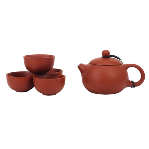 Zisha Clay Kung Fu Tea Set 7oz Tea Pot with 4 Cups (1/36)