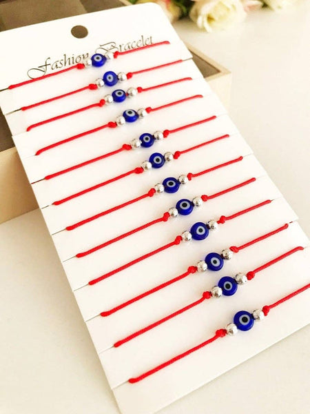 Evil Eye Bead Bracelet, Adjustable Red String Bracelet, Turkish Evil Eye