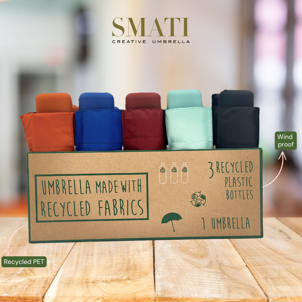 Box of mini manual umbrellas - Recycled PET colors