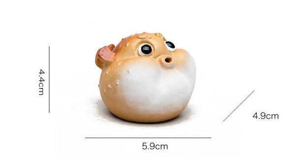 Gohobi Handmade Ceramic YiXing Clay Puffer Fish Ornament Tea