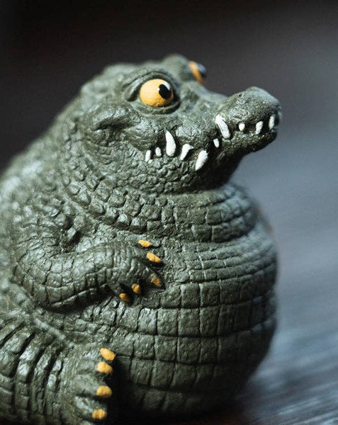Gohobi Handmade Ceramic YiXing Clay Large Crocodile Ornament