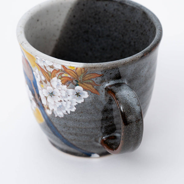 Handmade Kutani Ware Yoshidaya Cherry Bird Mug