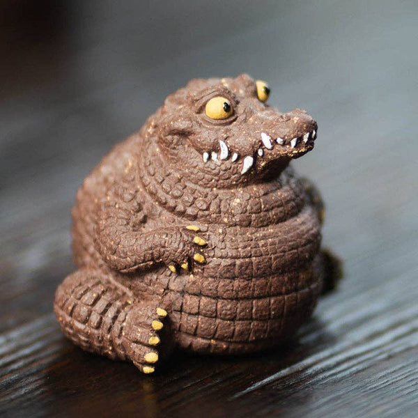 Gohobi Handmade Ceramic YiXing Clay Large Crocodile Ornament