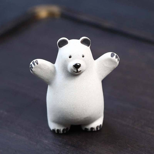 Gohobi Handmade Ceramic YiXing Clay Polar Bear Ornament Tea pet