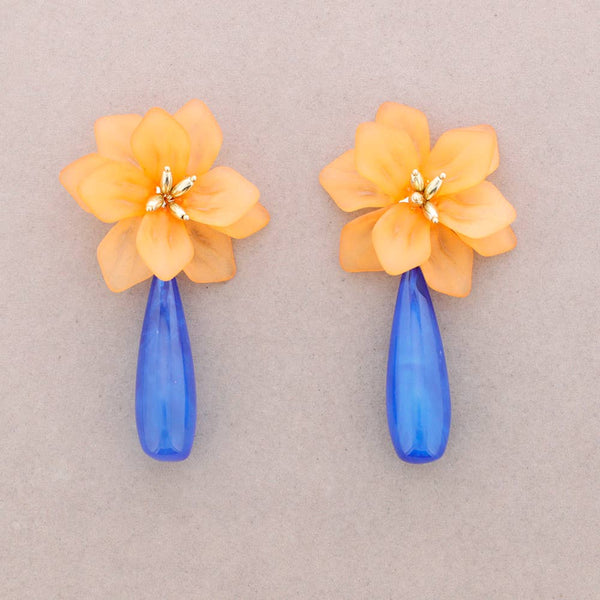 Resin Drop Flower Pendant Earrings