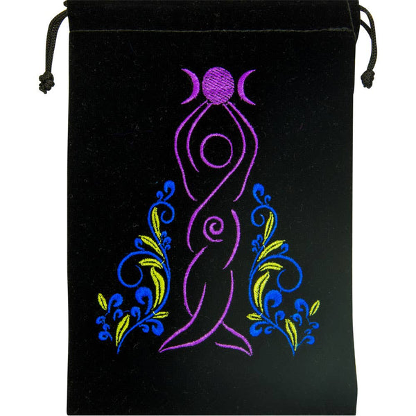 Unlined Velvet Bag Embroidered Goddess (Each)