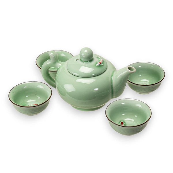 Japanese Koi Fish Kung Fu Tea Set 8oz Tea Pot with 4 Cups (1/30)