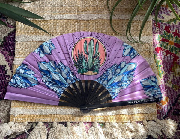 Fan / Crystal Cactus / Cactus Art / Crystal Art / Festival Fan