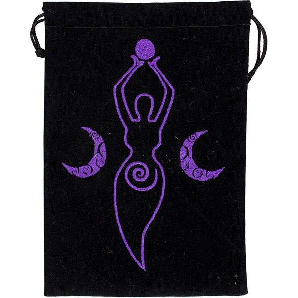 Unlined Velvet Bag Embrodery - Moon Goddess Black (Each)