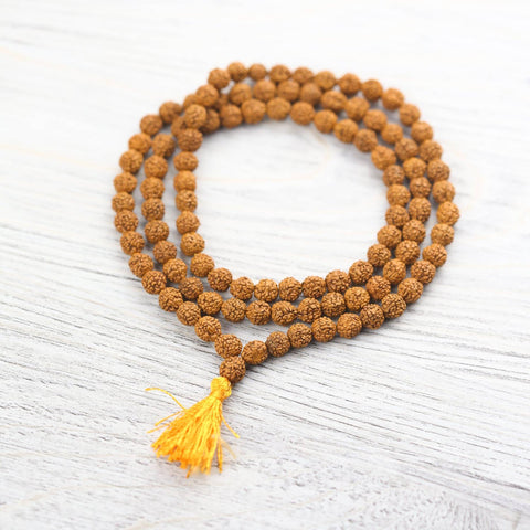 Rudraksha Mala Prayer Beads Necklace Mala  108 Beads - 6mm