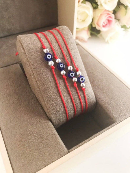 Evil Eye Bead Bracelet, Adjustable Red String Bracelet, Turkish Evil Eye