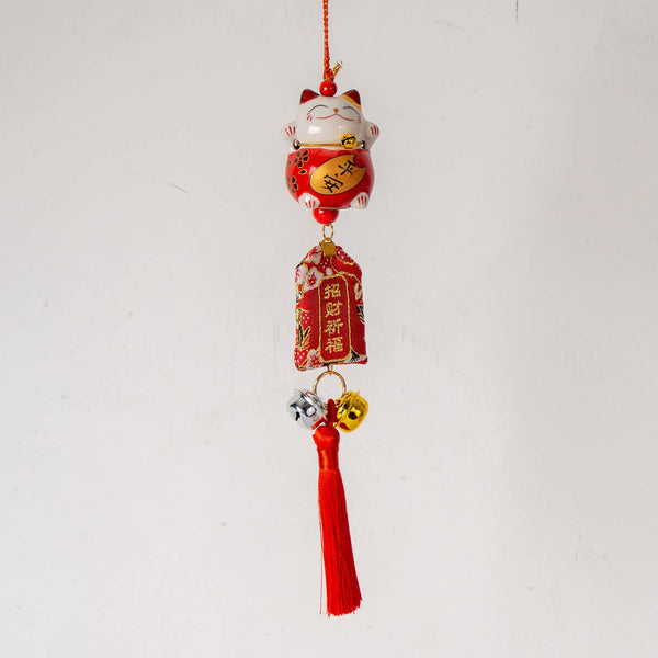 13 Inch Length Maneki Neo Lucky Cat Hanging Charm (12/120)
