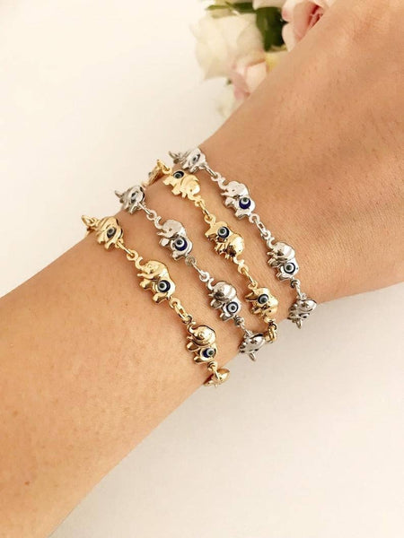 Elephant Evil Eye Bracelet, Lucky Charm Bracelet