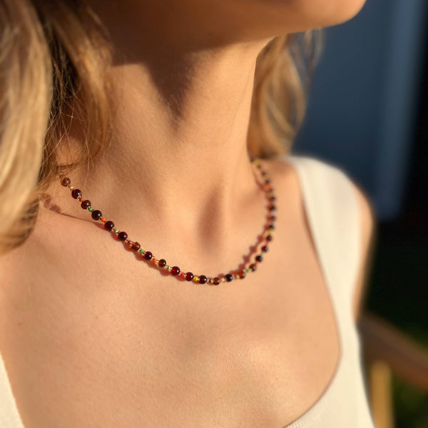 Glass Beaded Necklace, Handmade Necklace, Cute Jewelry