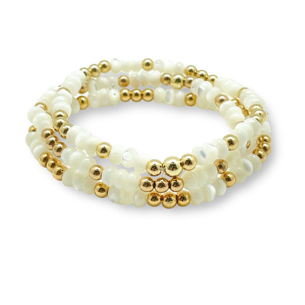 4mm Gold Filled Mother of Pearl Bracelet