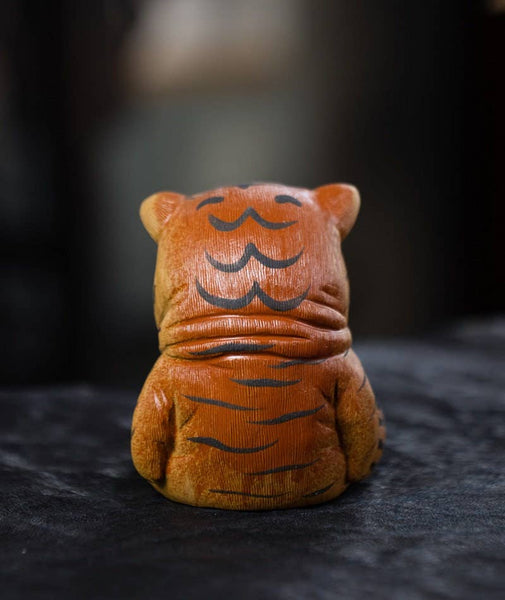 Gohobi Handmade sleepy tiger ornaments Tea pets ceramic YiXi
