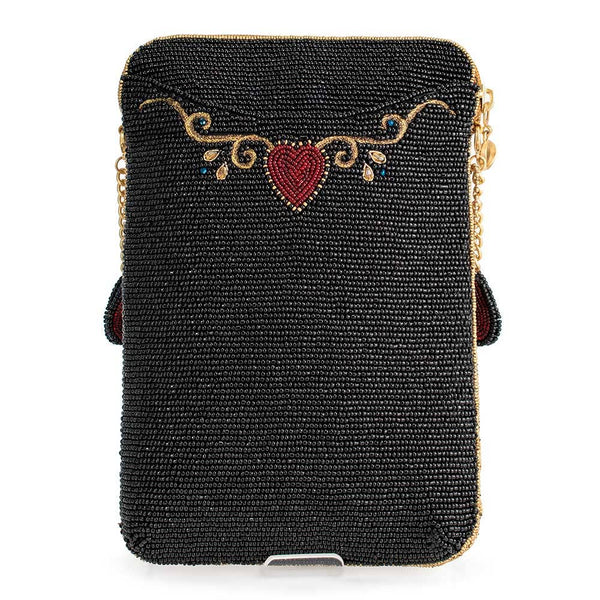 The Queen Beaded Queen Playing Card Mini Crossbody Clutch