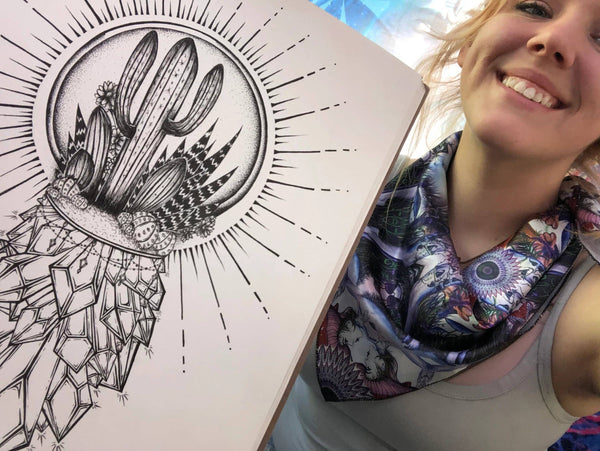 Fan / Crystal Cactus / Cactus Art / Crystal Art / Festival Fan