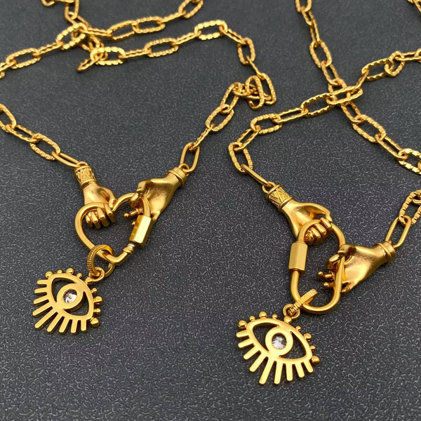 Holding the Evil Eye Charm 18K Gold Plated Necklace