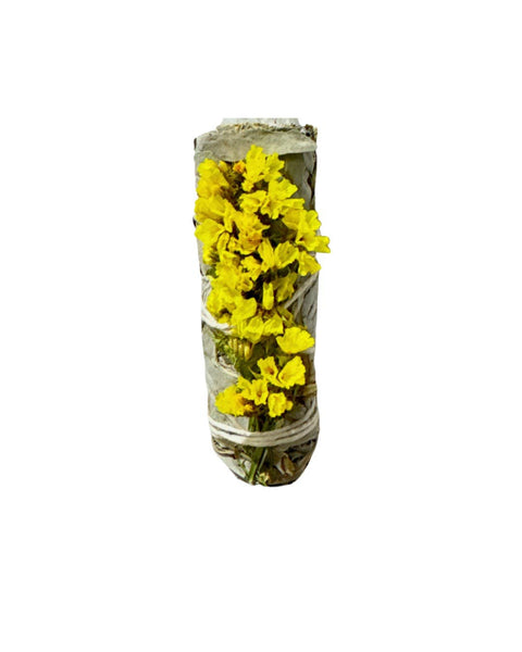Yellow Statice, Sinuata, Floral Sage Wand