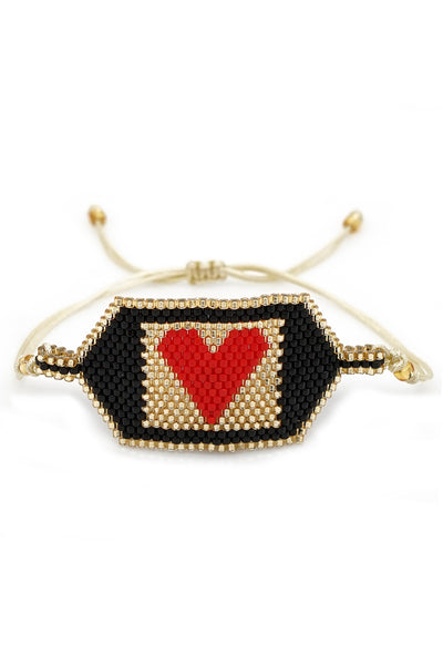 Heart Seed Bead Braided Bracelet