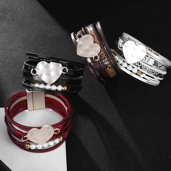 Heart Pearl Multilayer Magnetic Bracelets
