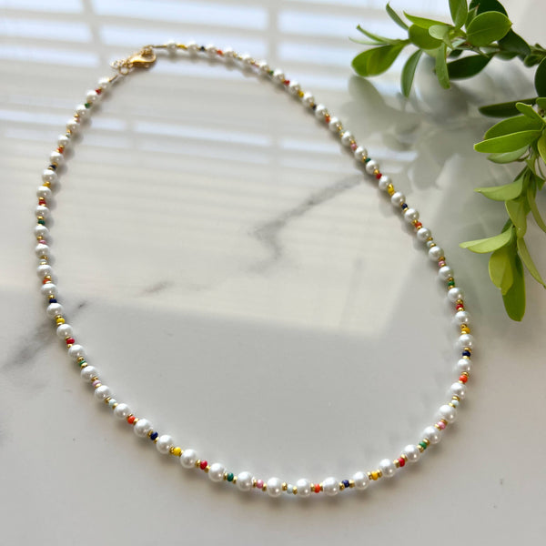 Glass Beaded Necklace, Handmade Necklace, Cute Jewelry