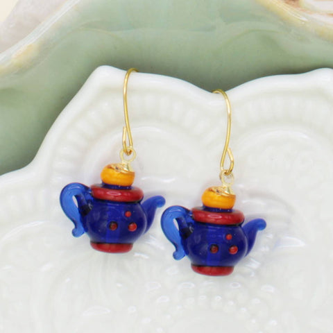 Spot of Tea Glass Teapot Earrings