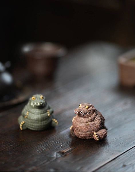 Gohobi Handmade Ceramic YiXing Clay Large Crocodile Ornament