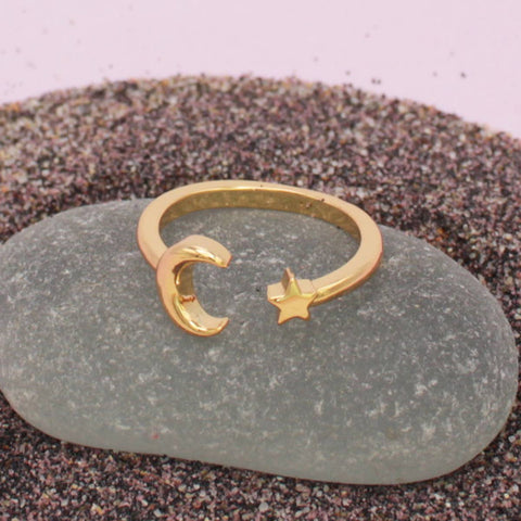 Gold Star Moon Adjustable Toe Rings