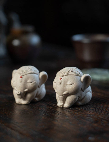 Gohobi Handmade Ceramic YiXing Clay Elephant Ornament Tea