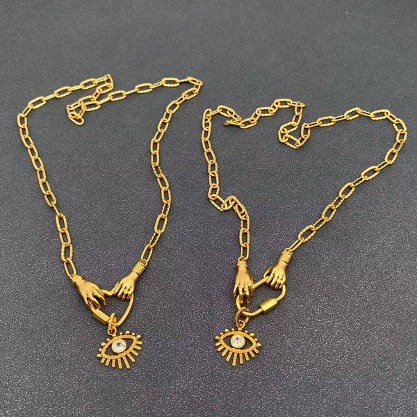 Holding the Evil Eye Charm 18K Gold Plated Necklace
