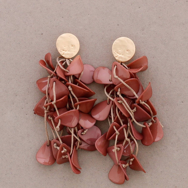 Resin Petals Hanging Earrings