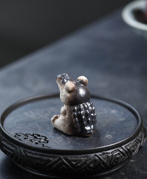 Gohobi Handmade Ceramic YiXing Clay Seating Crocodile Orname