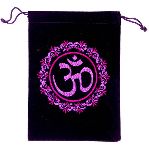 Unlined Velvet Bag Embroidered Om (Each)