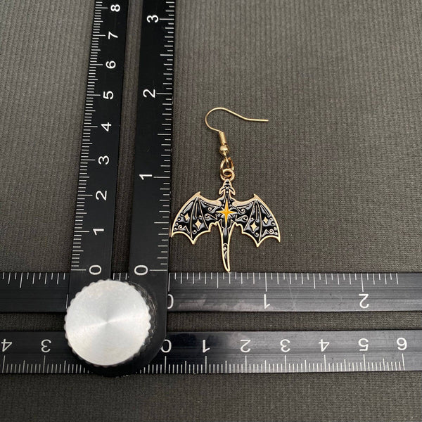 Enamel Flying Dragon Dangle Earrings