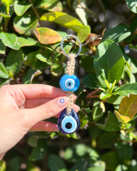 Handmade Keychain with Evil Eye Beads, Boho Keychain