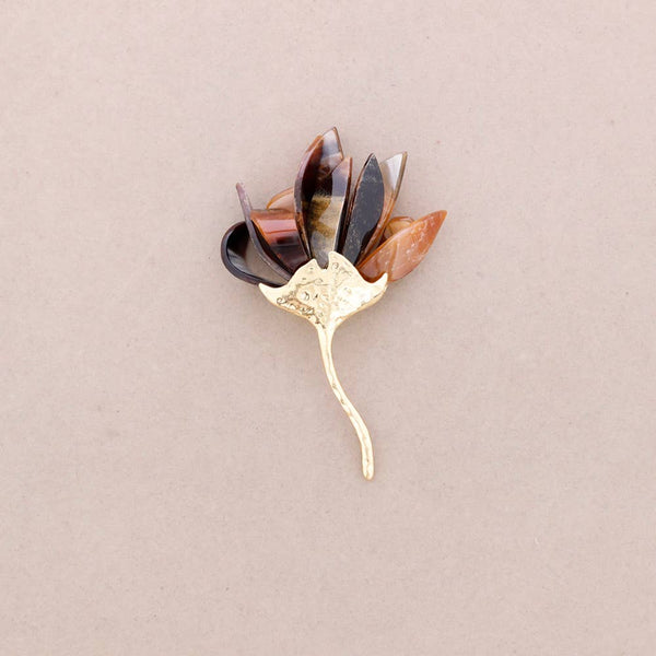 Resin Metal Flower Brooch