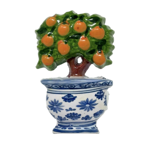 Blue Cachepot Orange Topiary Napkin Ring