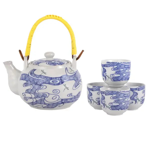Dragonfly Tombo Tea Set 22oz Tea Pot with 4 Cups (1/12)