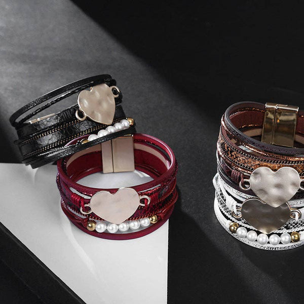 Heart Pearl Multilayer Magnetic Bracelets
