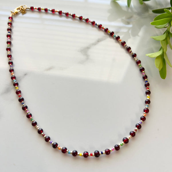 Glass Beaded Necklace, Handmade Necklace, Cute Jewelry