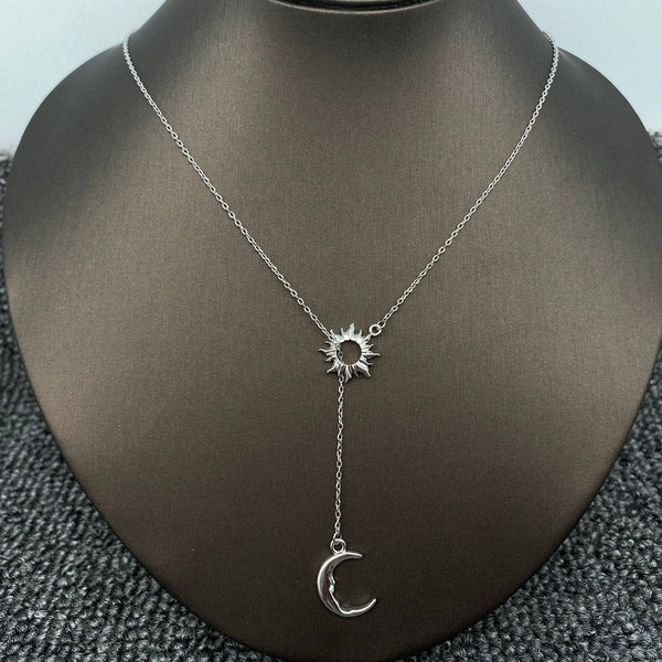 18K Gold Plated Sun Moon Lariat Necklace - MS