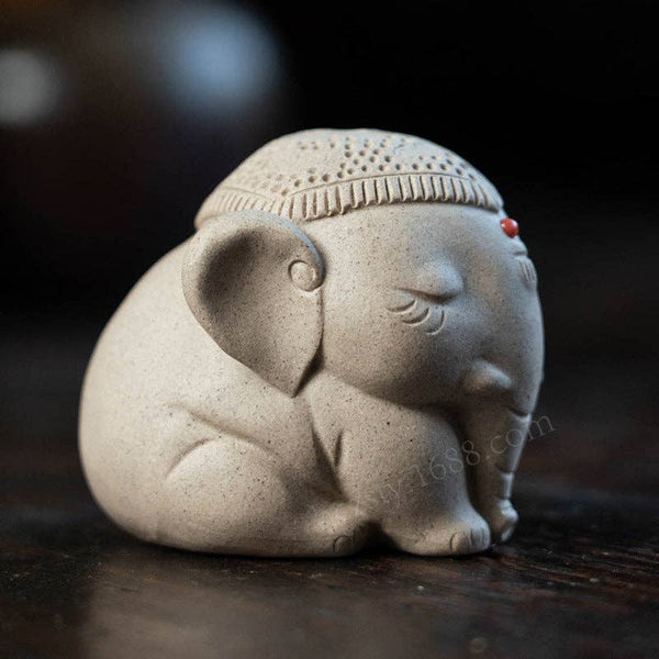 Gohobi Handmade Ceramic YiXing Clay Elephant Ornament Tea