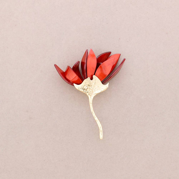 Resin Metal Flower Brooch