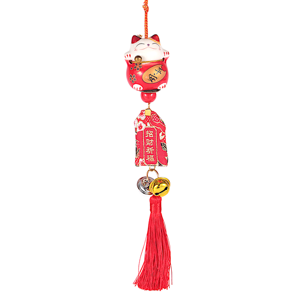 13 Inch Length Maneki Neo Lucky Cat Hanging Charm (12/120)